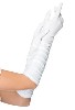 Geraffte weisse Spandexhandschuhe