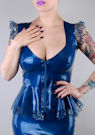 Latextop metallicblau