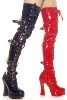 Oberschenkellanger Stretchlackstiefel