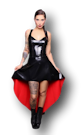 Kleid zweifarbig Vokuhila Latex Dress asymetrisch