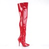 Roter oberschenkellanger Lackstiefel