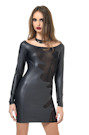 Wetlook Kleid mit transparentem Tüll Langarmkleid Brenda