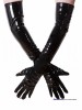 Lange glänzende schwarze Handschuhe