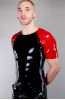 Herren Latex Shirt schwarz-rot