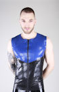 Sahara-Top-aermellos Blau-schwarz Latextop