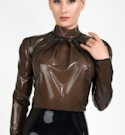 Schwarztransparente Latexbluse